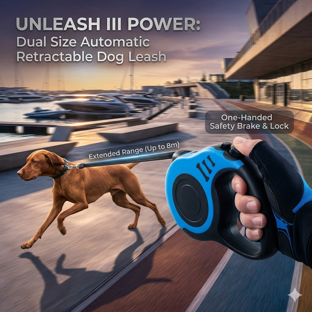 Automatic Retractable Dog Leash - Dual Size Options with Brake & Lock Safety System