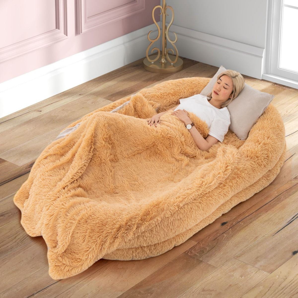 Letto per Cani Umani Con Coperta Rimovibile Cuscino Morbido Presente, Letto Pelo Finto Lavabile Adatto a Persone E Animali 2 Colori