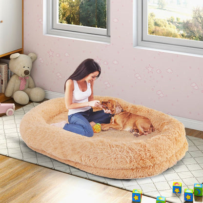 Letto per Cani Umani Con Coperta Rimovibile Cuscino Morbido Presente, Letto Pelo Finto Lavabile Adatto a Persone E Animali 2 Colori