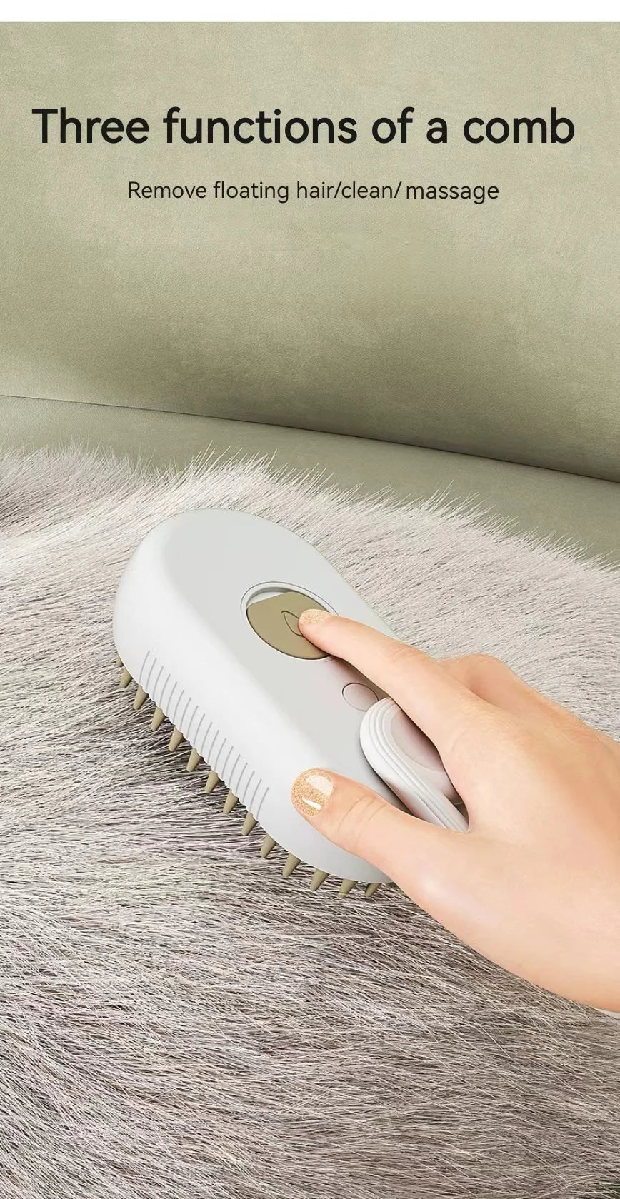 3-in-1 Pet Steam Hair Brush