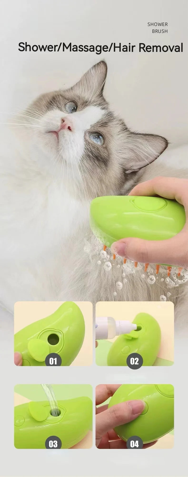 3-in-1 Pet Steam Hair Brush
