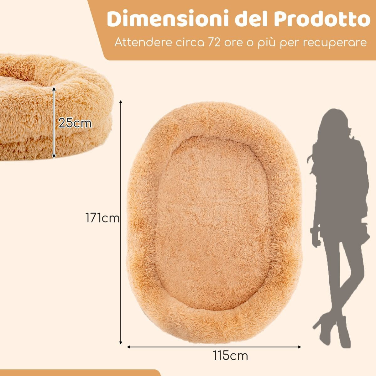 Letto per Cani Umani Con Coperta Rimovibile Cuscino Morbido Presente, Letto Pelo Finto Lavabile Adatto a Persone E Animali 2 Colori