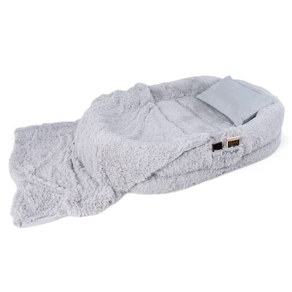 Letto per Cani Umani Con Coperta Rimovibile Cuscino Morbido Presente, Letto Pelo Finto Lavabile Adatto a Persone E Animali 2 Colori
